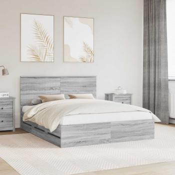 ARDEBO.de - Bettrahmen Graues Sonoma 160 x 200 cm Ingenieurs Holz