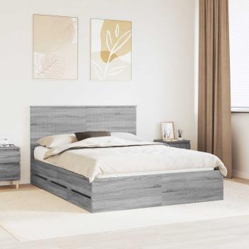 ARDEBO.de - Bettrahmen Graues Sonoma 150 x 200 cm Ingenieurs Holz