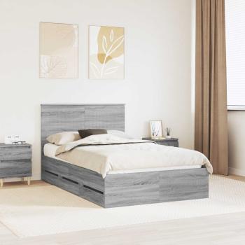 ARDEBO.de - Bettrahmen Graues Sonoma 120 x 190 cm Ingenieurs Holz