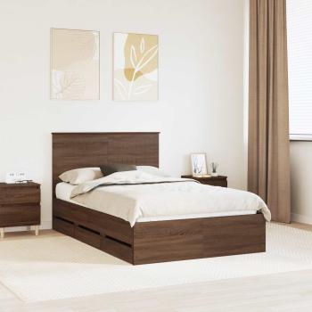 ARDEBO.de - Bettrahmen Braun Eichen-Optik 120 x 190 cm Ingenieurs Holz