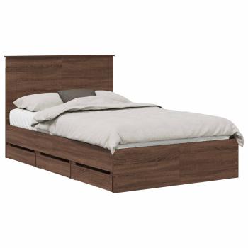 Bettrahmen Braun Eichen-Optik 120 x 190 cm Ingenieurs Holz