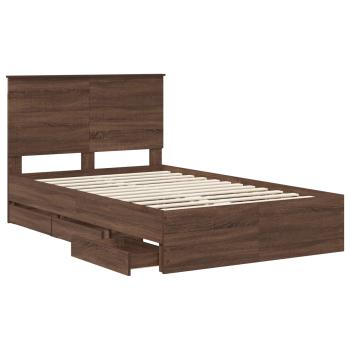Bettrahmen Braun Eichen-Optik 120 x 190 cm Ingenieurs Holz