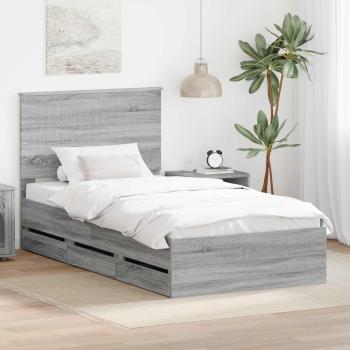 ARDEBO.de - Bettrahmen Graues Sonoma 100 x 200 cm Ingenieurs Holz
