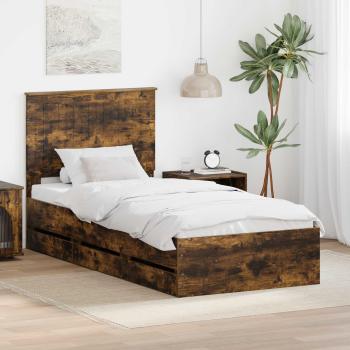 ARDEBO.de - Bettrahmen Geräucherte Eiche 90 x 200 cm Ingenieurs Holz