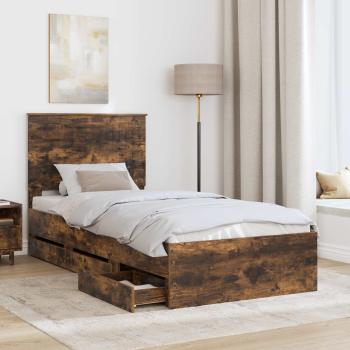 Bettrahmen Geräucherte Eiche 90 x 190 cm Ingenieurs Holz