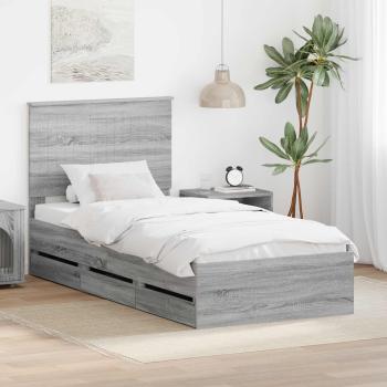 ARDEBO.de - Bettrahmen Graues Sonoma 90 x 190 cm Ingenieurs Holz