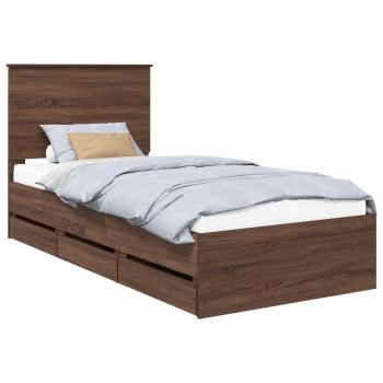 Bettrahmen Braun Eichen-Optik 90 x 190 cm Ingenieurs Holz