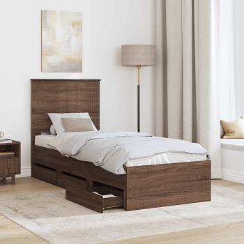 Bettrahmen Braun Eichen-Optik 75 x 190 cm Ingenieurs Holz