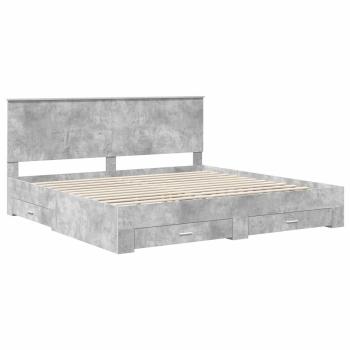 Bettrahmen mit Schubladen Beton Grau 200 x 200 cm Holzwerkstoff