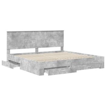 Bettrahmen mit Schubladen Beton Grau 200 x 200 cm Holzwerkstoff