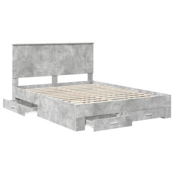Bettrahmen mit Schubladen Beton Grau 150 x 200 cm Holzwerkstoff