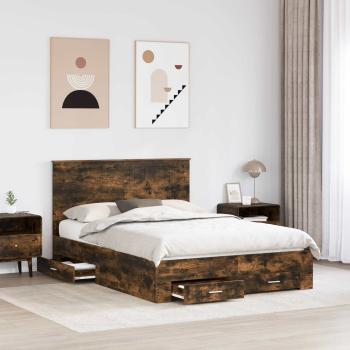 Bettrahmen Geräucherte Eiche 140 x 190 cm Holzwerkstoff