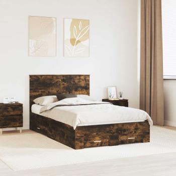 ARDEBO.de - Bettrahmen Geräucherte Eiche 120 x 200 cm Holzwerkstoff