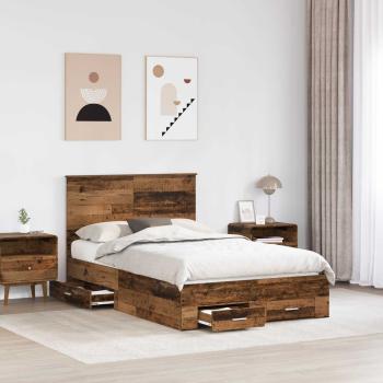 Bettrahmen mit Schubladen Altholz 120 x 190 cm Holzwerkstoff