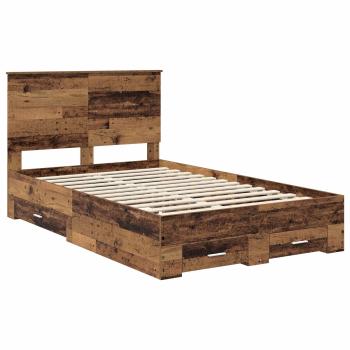 Bettrahmen mit Schubladen Altholz 120 x 190 cm Holzwerkstoff