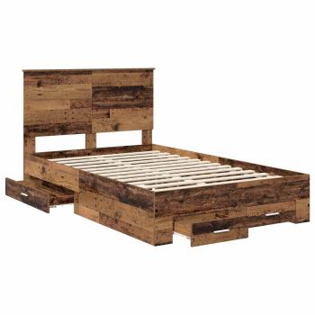 Bettrahmen mit Schubladen Altholz 120 x 190 cm Holzwerkstoff