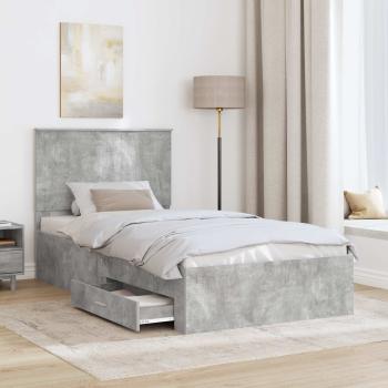 Bettrahmen mit Schubladen Beton Grau 100 x 200 cm Holzwerkstoff