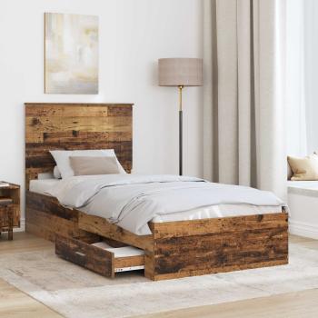 Bettrahmen mit Schubladen Altholz 90 x 200 cm Holzwerkstoff
