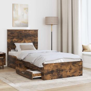 Bettrahmen Geräucherte Eiche 90 x 190 cm Holzwerkstoff