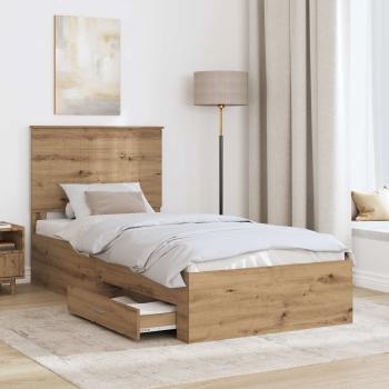 Bettrahmen mit Kopfteil Artisan-Eiche 90 x 190 cm Holzwerkstoff