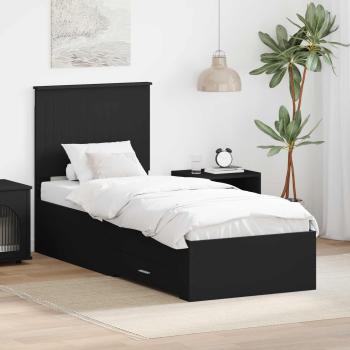 ARDEBO.de - Bettrahmen Schwarz und Silber 70 x 190 cm Holzwerkstoff