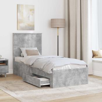 Bettrahmen Beton Grau und Silber 70 x 190 cm Holzwerkstoff