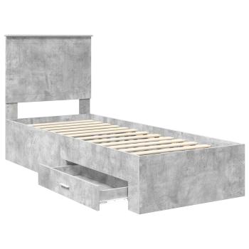 Bettrahmen Beton Grau und Silber 70 x 190 cm Holzwerkstoff
