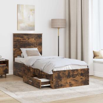Bettrahmen Rauchige Eiche und Silber 70 x 190 cm Holzwerkstoff