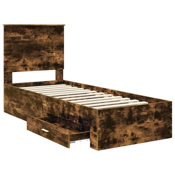 Bettrahmen Rauchige Eiche und Silber 70 x 190 cm Holzwerkstoff