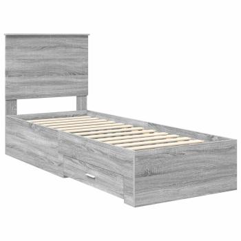 Bettrahmen Graue Sonoma und Silber 70 x 190 cm Holzwerkstoff