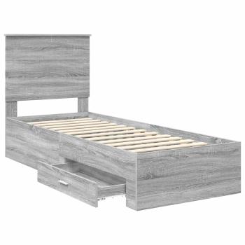 Bettrahmen Graue Sonoma und Silber 70 x 190 cm Holzwerkstoff
