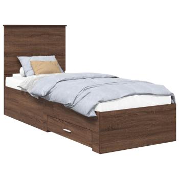 Bettrahmen Braune Eiche und Silber 70 x 190 cm Holzwerkstoff