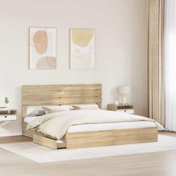 Aufbewahrungsbett Sonoma-Eiche 180 x 200 cm Holzwerkstoff