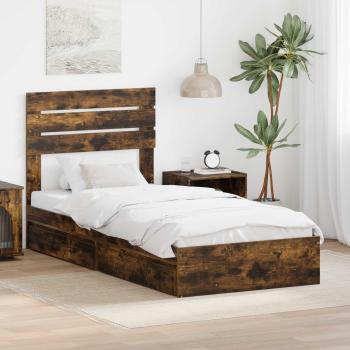 ARDEBO.de - Aufbewahrungsbett Geräucherte Eiche 100 x 200 cm Holzwerkstoff