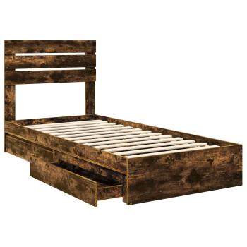 Aufbewahrungsbett Geräucherte Eiche 100 x 200 cm Holzwerkstoff