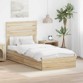 ARDEBO.de - Aufbewahrungsbett Sonoma-Eiche 90 x 200 cm Holzwerkstoff