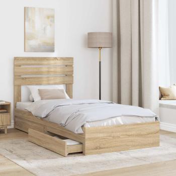 Aufbewahrungsbett Sonoma-Eiche 90 x 200 cm Holzwerkstoff