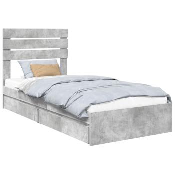 Aufbewahrungsbett Beton Grau 90 x 190 cm Holzwerkstoff