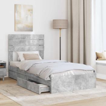 Aufbewahrungsbett Beton Grau 90 x 190 cm Holzwerkstoff