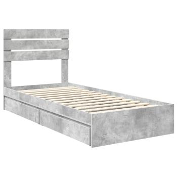 Aufbewahrungsbett Beton Grau 90 x 190 cm Holzwerkstoff