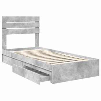 Aufbewahrungsbett Beton Grau 90 x 190 cm Holzwerkstoff