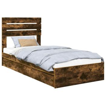 Aufbewahrungsbett Geräucherte Eiche 90 x 190 cm Holzwerkstoff