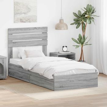 ARDEBO.de - Aufbewahrungsbett Graues Sonoma 90 x 190 cm Holzwerkstoff