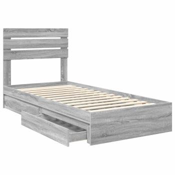 Aufbewahrungsbett Graues Sonoma 90 x 190 cm Holzwerkstoff