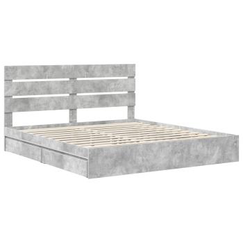 Aufbewahrungsbett Betongrau 200 x 200 cm Holzwerkstoff