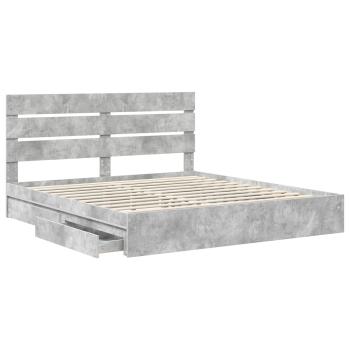 Aufbewahrungsbett Betongrau 200 x 200 cm Holzwerkstoff