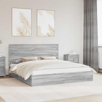 ARDEBO.de - Aufbewahrungsbett Sonoma-Grau 200 x 200 cm Holzwerkstoff