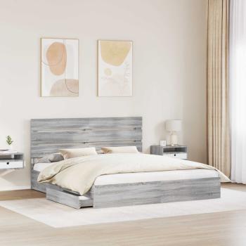 Aufbewahrungsbett Sonoma-Grau 200 x 200 cm Holzwerkstoff