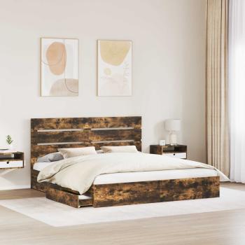 Aufbewahrungsbett Räuchereiche 180 x 200 cm Holzwerkstoff