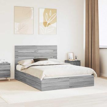 ARDEBO.de - Aufbewahrungsbett Sonoma-Grau 160 x 200 cm Holzwerkstoff